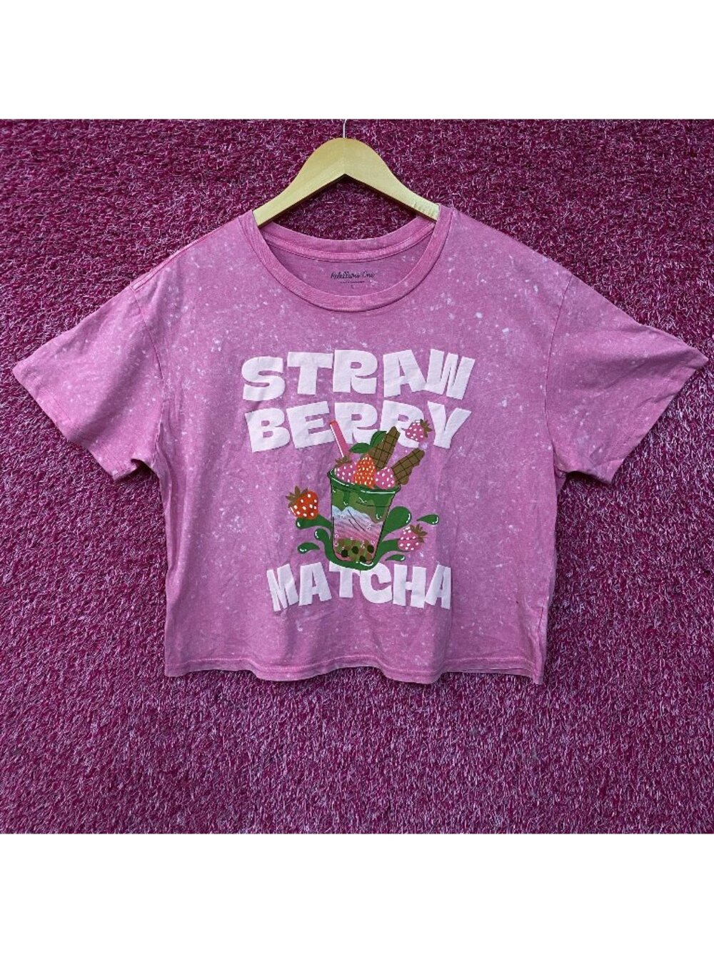 Rebellious One Strawberry Matcha Graphic Women's Crop Top Large